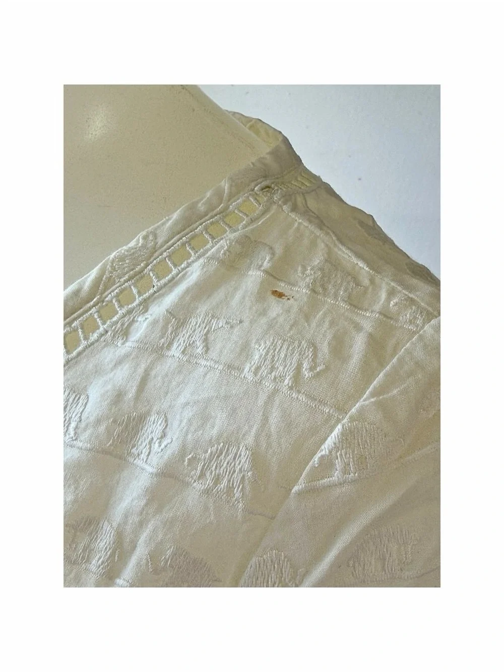 Tory Burch Cream Embroidered Tassel Tie Tunic Top Size 2